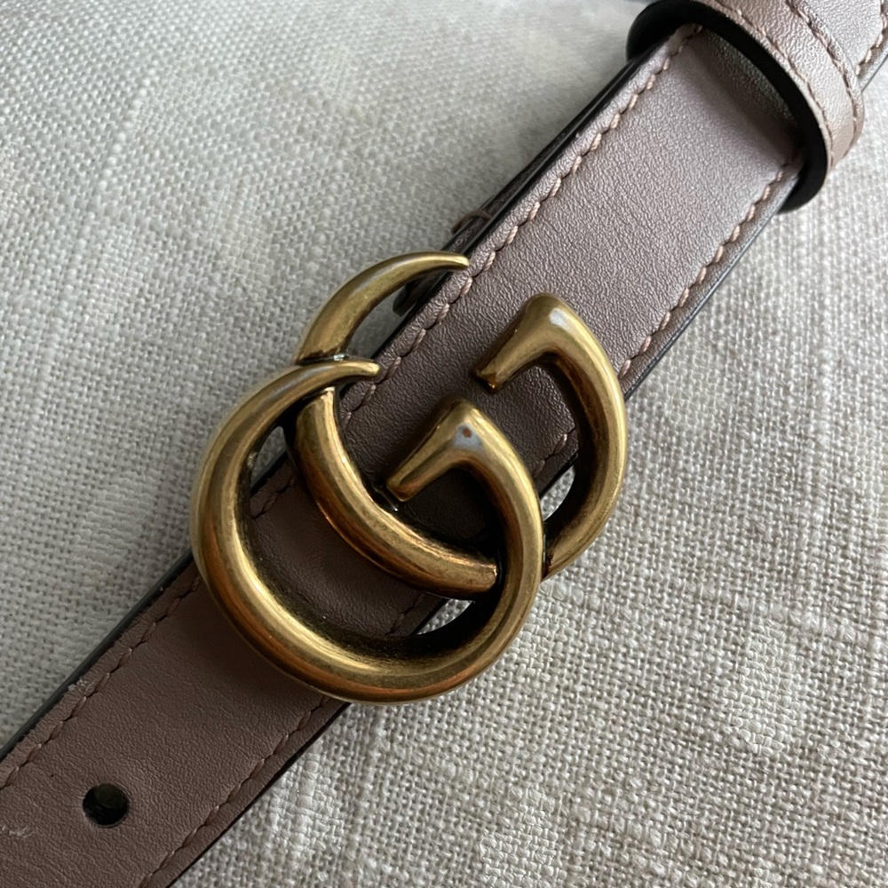 Gucci double G thin belt - taupe